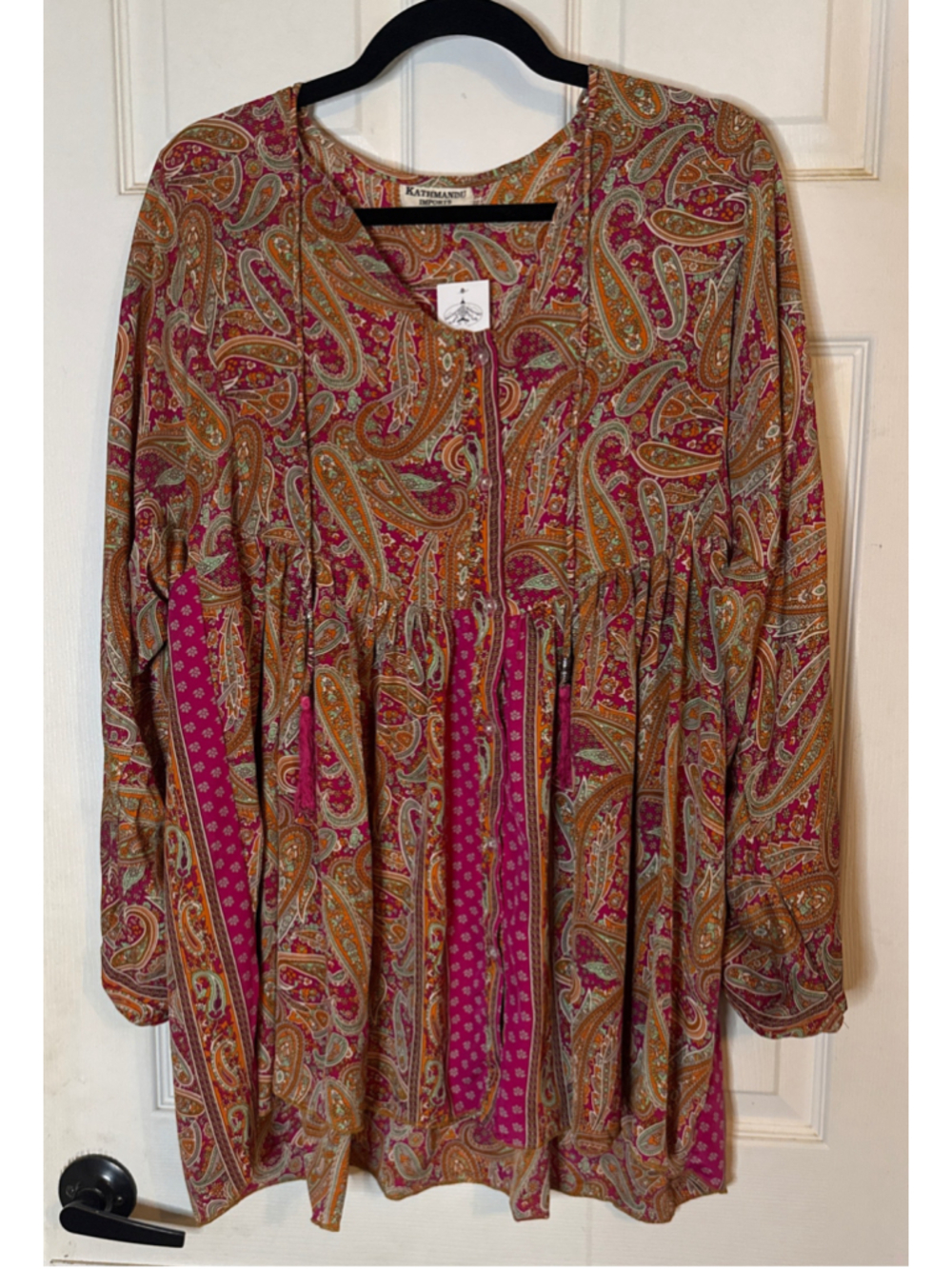 Kathmandu Imports Paisley Tunic, Pink and Orange - Picture 2 of 5